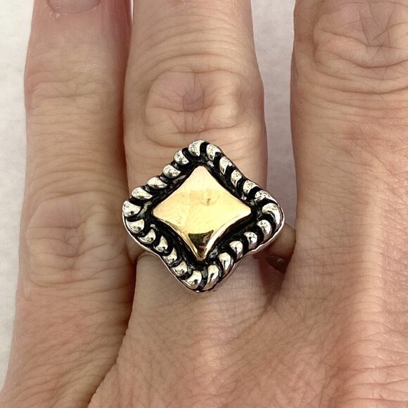 Joseph Esposito Sterling Silver 925 14K Yellow Gold Mixed Metal Ring Sz 6.75 - Picture 13 of 16